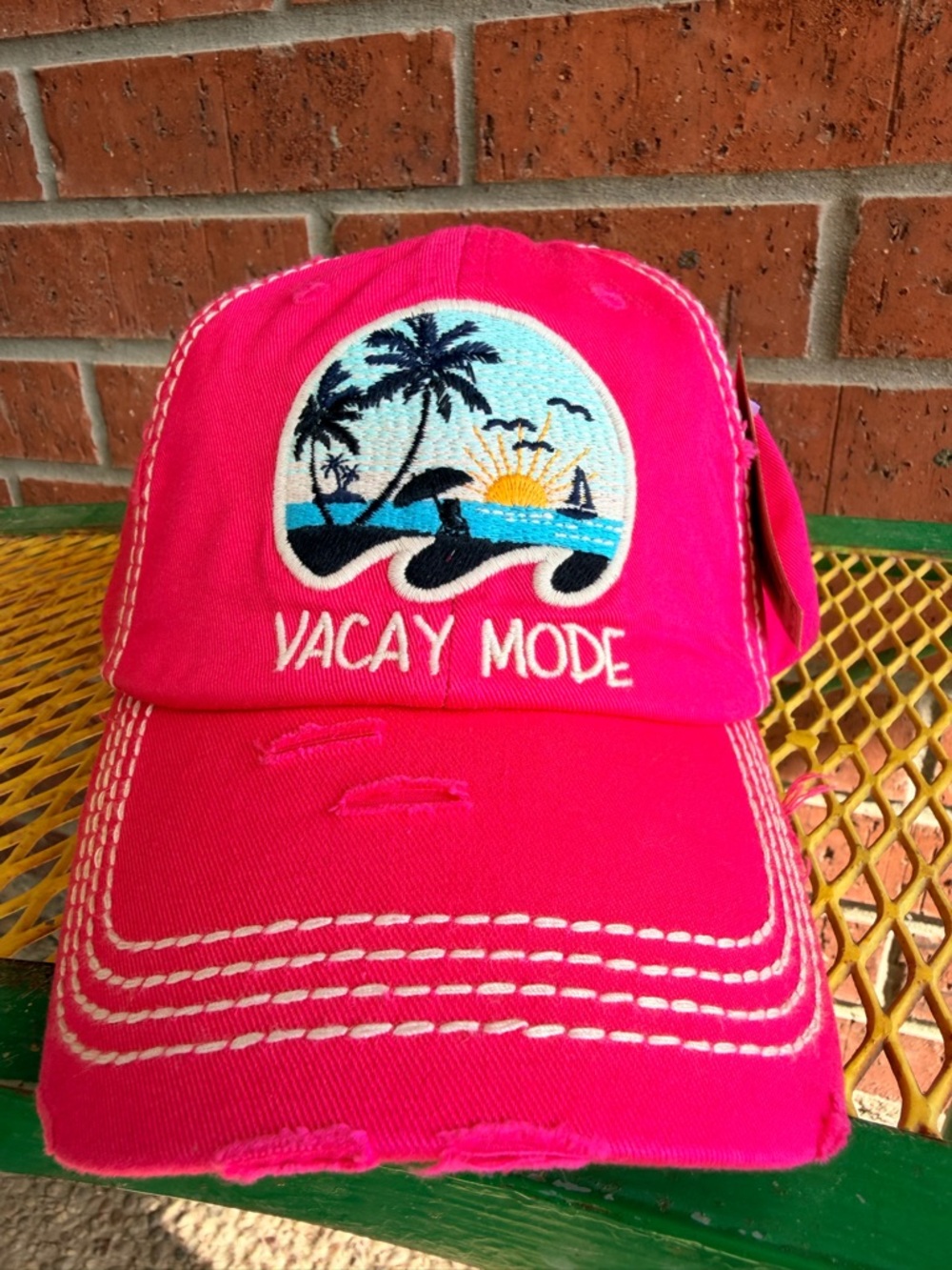 KBETHOS Hot Pink 'VACAY MODE' Embroidered Baseball Cap